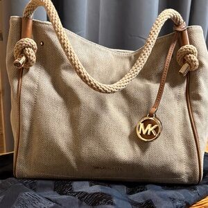 Michael Kors Beige Shoulder Bag with Rope Handles comes with dust bag